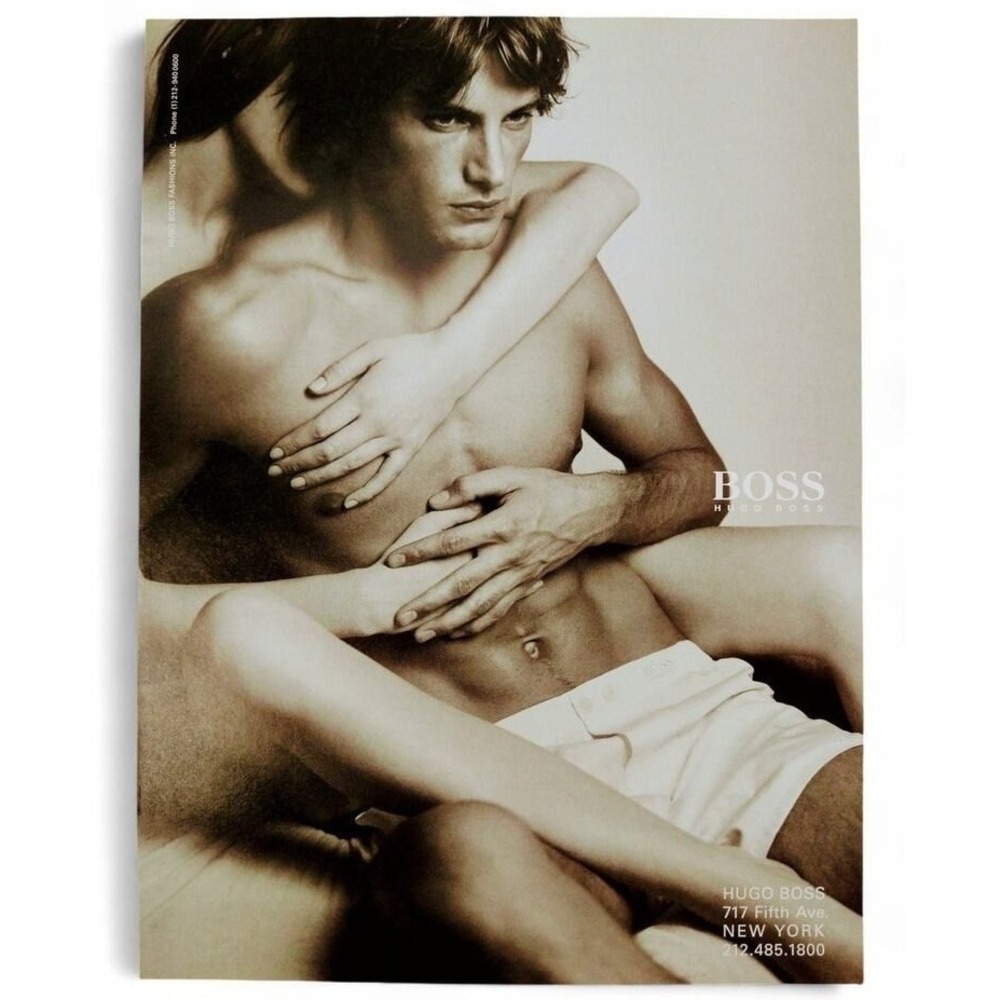 2001 Hugo Boss Print Ad‎ Fashion Wall Art Y2K Intimate Sexy Couple Monochrome